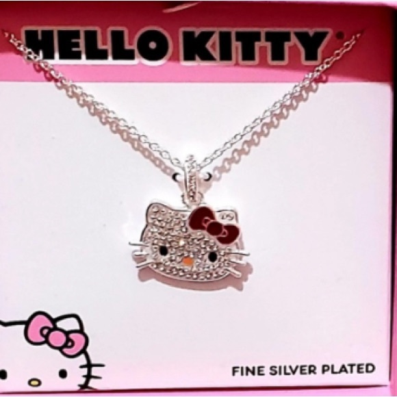 Hello Kitty Fine Silver w/Rhinestones Bracelet & Earrings set AND Necklace - Picture 3 of 3